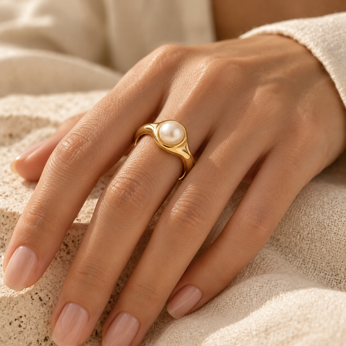 Luna Pearl Gold-Tone Ring