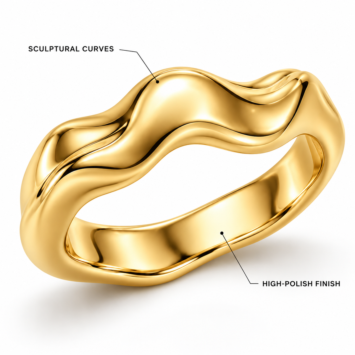 Flow Sculptural Gold Ring