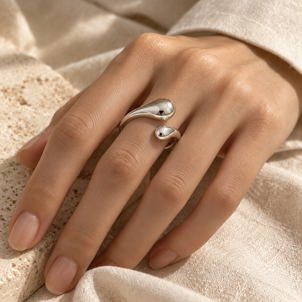 Embrace Sculptural Silver Ring