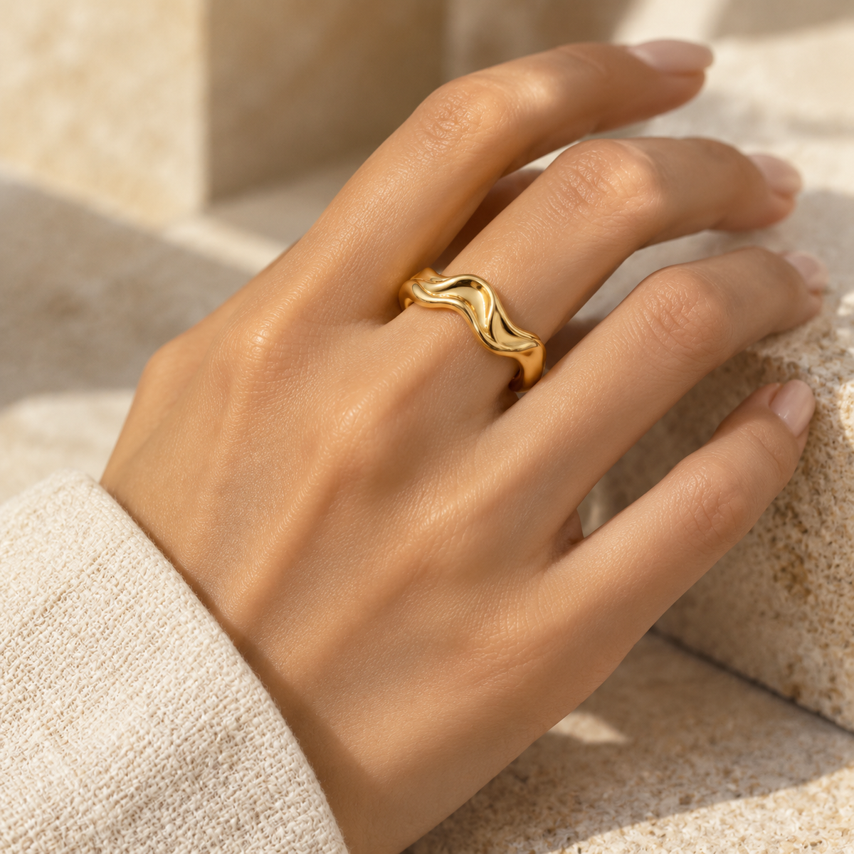 Flow Sculptural Gold Ring